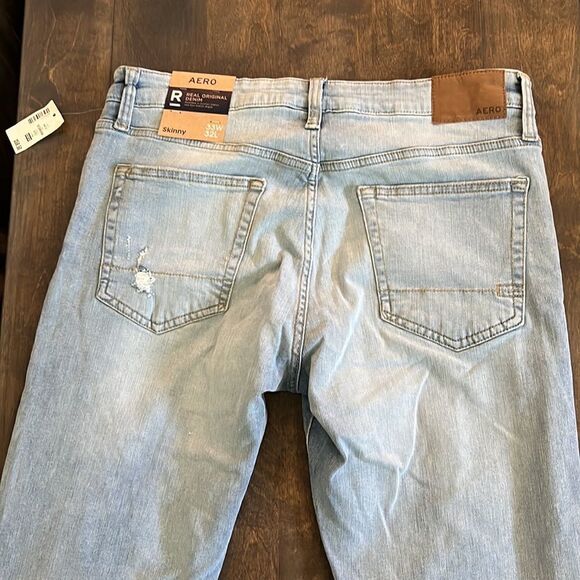 NWT Aeropostale Mens Real Original Denim Skinny distressed Jeans Sz-33/32 - Picture 7 of 9